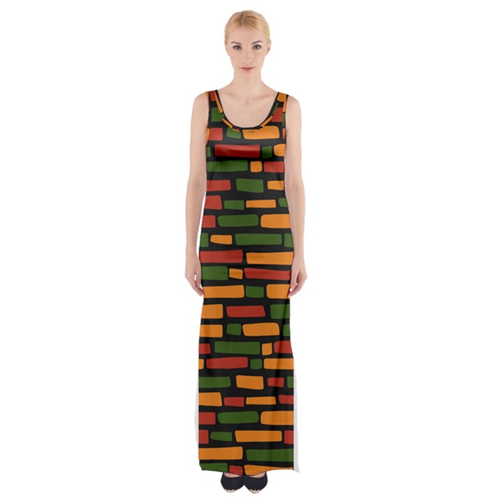 Ethiopian bricks - Green, yellow and red vibes Thigh Split Maxi Dress