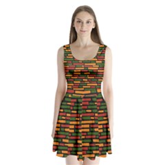 Ethiopian Bricks - Green, Yellow And Red Vibes Split Back Mini Dress  by ConteMonfreyShop