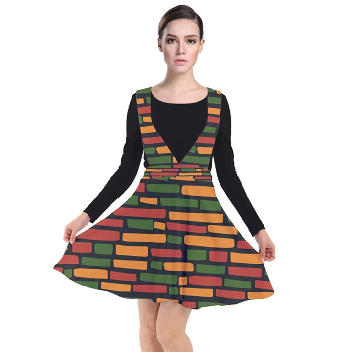 Ethiopian bricks - Green, yellow and red vibes Plunge Pinafore Dress