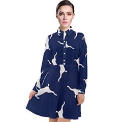 Silver Reindeer Blue Long Sleeve Chiffon Shirt Dress by TetiBright