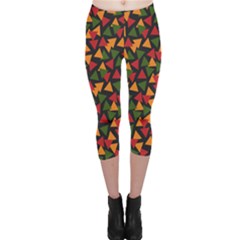 Ethiopian Triangles - Green, Yellow And Red Vibes Capri Leggings  by ConteMonfreyShop