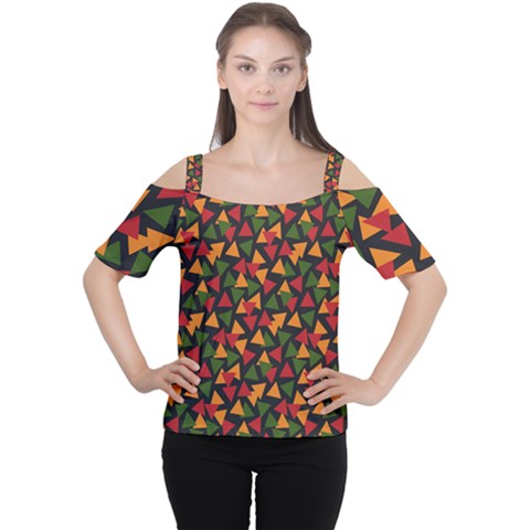 Ethiopian Triangles - Green, Yellow And Red Vibes Cutout Shoulder Tee by ConteMonfreyShop