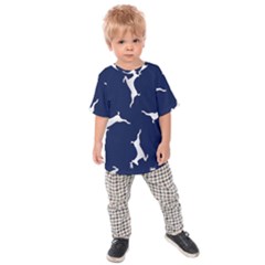 Silver Reindeer Blue Kids  Raglan Tee