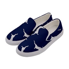 Silver Reindeer Blue Women s Canvas Slip Ons by TetiBright