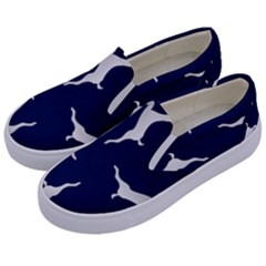 Silver Reindeer Blue Kids  Canvas Slip Ons by TetiBright