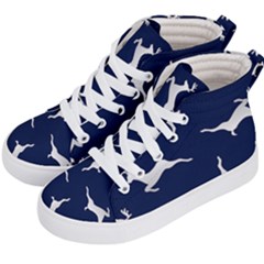 Silver Reindeer Blue Kids  Hi-top Skate Sneakers by TetiBright