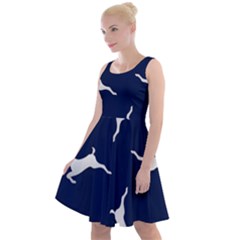 Silver Reindeer Blue Knee Length Skater Dress by TetiBright