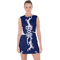 Silver Reindeer Blue Lace Up Front Bodycon Dress by TetiBright