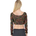 Ethiopian inspired doodles abstract Long Sleeve Crop Top View2