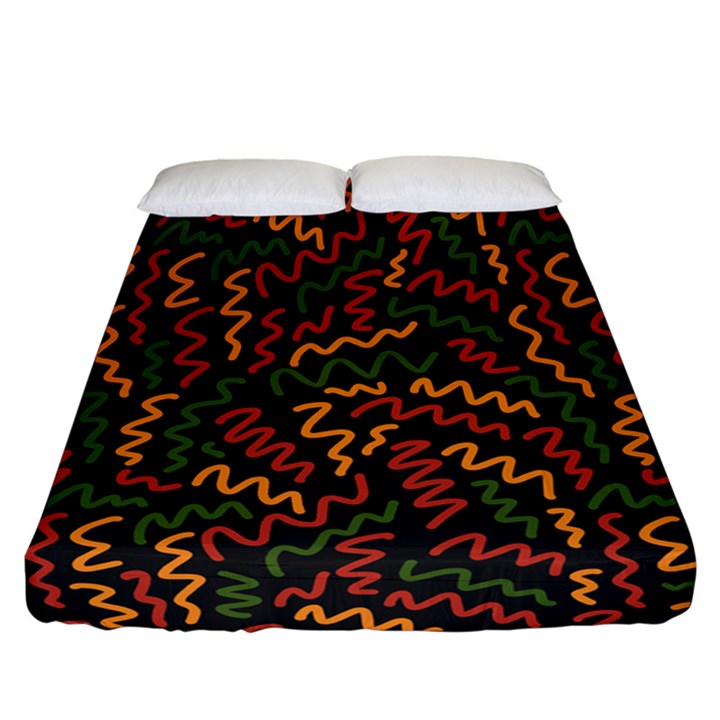 Ethiopian inspired doodles abstract Fitted Sheet (California King Size)