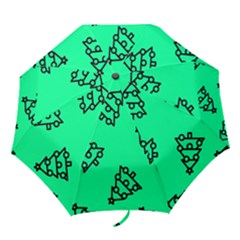 Tree With Ornaments Green Folding Umbrellas by TetiBright