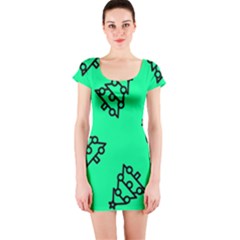 Tree With Ornaments Green Short Sleeve Bodycon Dress by TetiBright