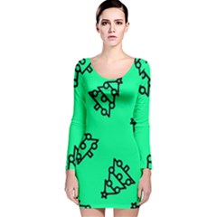 Tree With Ornaments Green Long Sleeve Velvet Bodycon Dress by TetiBright