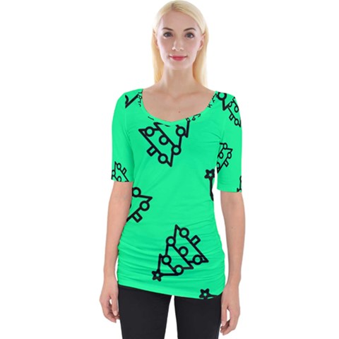 Tree With Ornaments Green Wide Neckline Tee by TetiBright