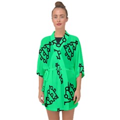 Tree With Ornaments Green Half Sleeve Chiffon Kimono by TetiBright