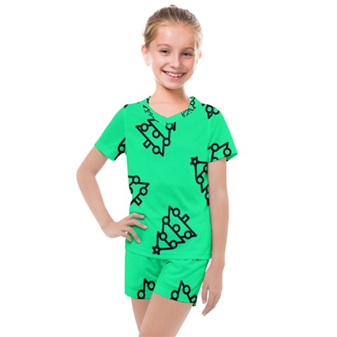 Tree With Ornaments Green Kids  Mesh Tee And Shorts Set by TetiBright