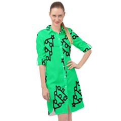 Tree With Ornaments Green Long Sleeve Mini Shirt Dress by TetiBright