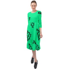 Tree With Ornaments Green Ruffle End Midi Chiffon Dress by TetiBright