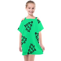 Tree With Ornaments Green Kids  One Piece Chiffon Dress by TetiBright