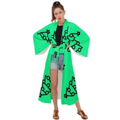 Tree With Ornaments Green Maxi Kimono by TetiBright