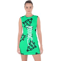 Tree With Ornaments Green Lace Up Front Bodycon Dress by TetiBright