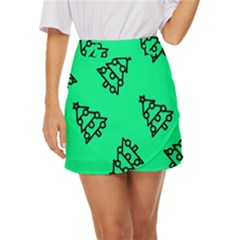 Tree With Ornaments Green Mini Front Wrap Skirt by TetiBright