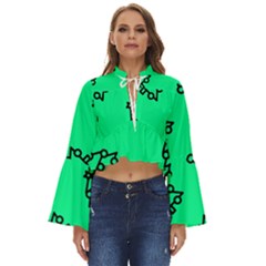 Tree With Ornaments Green Boho Long Bell Sleeve Top by TetiBright