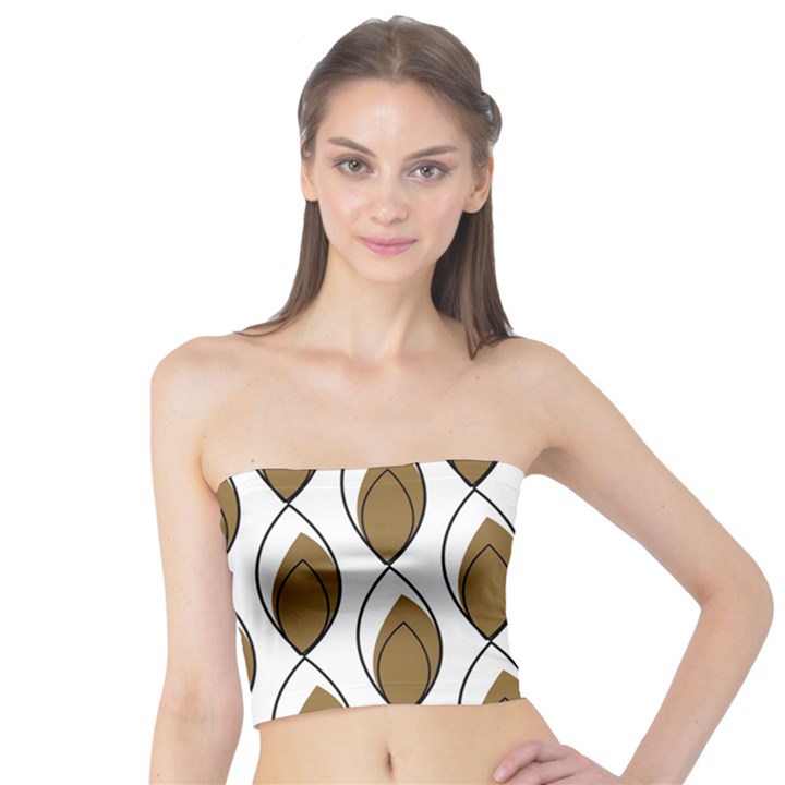 Brown Minimalist Leaves  Tube Top