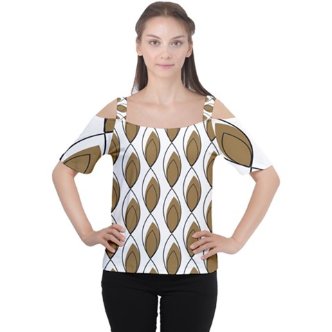 Brown Minimalist Leaves  Cutout Shoulder Tee by ConteMonfreyShop