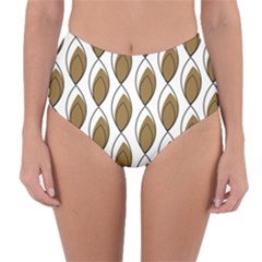 Brown Minimalist Leaves  Reversible High-waist Bikini Bottoms by ConteMonfreyShop