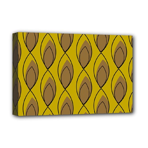 Yellow Brown Minimalist Leaves Deluxe Canvas 18  X 12  (stretched) by ConteMonfreyShop