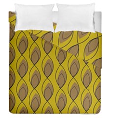 Yellow Brown Minimalist Leaves Duvet Cover Double Side (queen Size) by ConteMonfreyShop