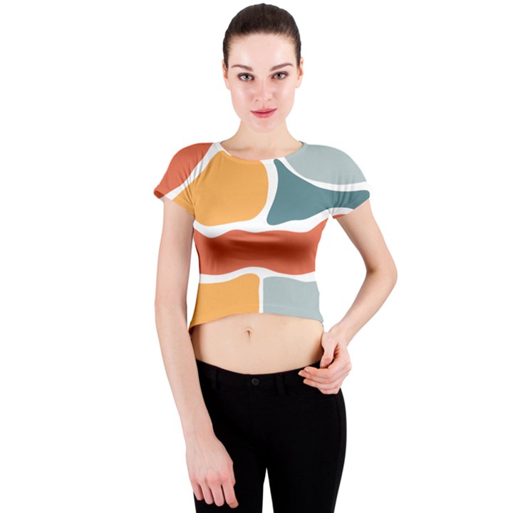 Geometric Bricks   Crew Neck Crop Top