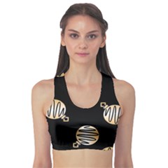 Gold Ornaments Black Sports Bra by TetiBright