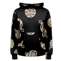 Gold Ornaments Black Women s Pullover Hoodie by TetiBright