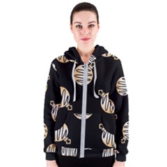 Gold Ornaments Black Women s Zipper Hoodie by TetiBright