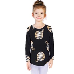 Gold Ornaments Black Kids  Long Sleeve Tee