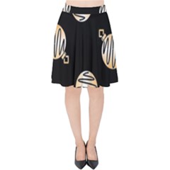 Gold Ornaments Black Velvet High Waist Skirt by TetiBright