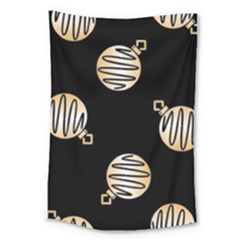 Gold Ornaments Black Large Tapestry