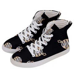 Gold Ornaments Black Men s Hi-top Skate Sneakers by TetiBright