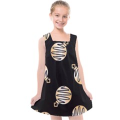 Gold Ornaments Black Kids  Cross Back Dress