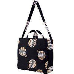 Gold Ornaments Black Square Shoulder Tote Bag by TetiBright