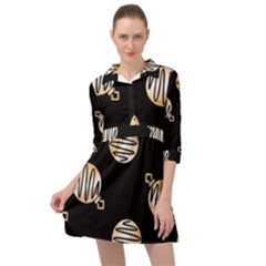 Gold Ornaments Black Mini Skater Shirt Dress by TetiBright