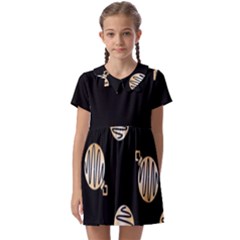 Gold Ornaments Black Kids  Asymmetric Collar Dress by TetiBright