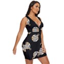 Gold Ornaments Black Draped Bodycon Dress View3