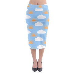 Sun And Clouds  Midi Pencil Skirt