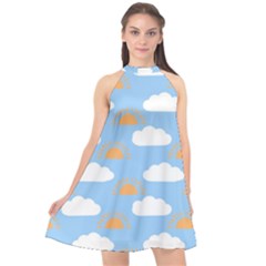 Sun And Clouds  Halter Neckline Chiffon Dress  by ConteMonfreyShop