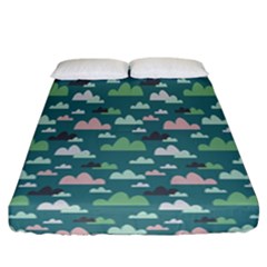 Llama Clouds   Fitted Sheet (california King Size) by ConteMonfreyShop