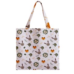 Rabbit, Lions And Nuts   Zipper Grocery Tote Bag by ConteMonfreyShop