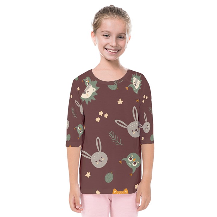 Rabbits, Owls And Cute Little Porcupines  Kids  Quarter Sleeve Raglan Tee